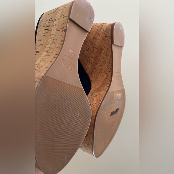 Stuart Weitzman Jean Suede Slingback Wedge Sandals size 8 1/2 Blue - Picture 7 of 12